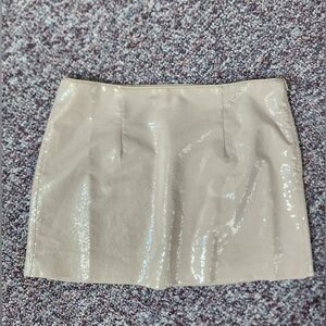 Beige Skirt with Clear Sequins Size 14